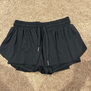 Women's Black Flowy  Shorts